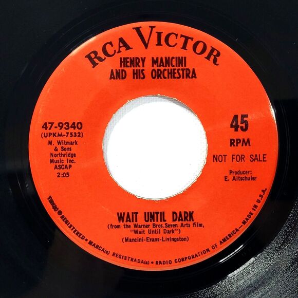 Henry Mancini Promo 45 Wait Until Dark / Same on RCA Victor M- Theme - Picture 2 of 2